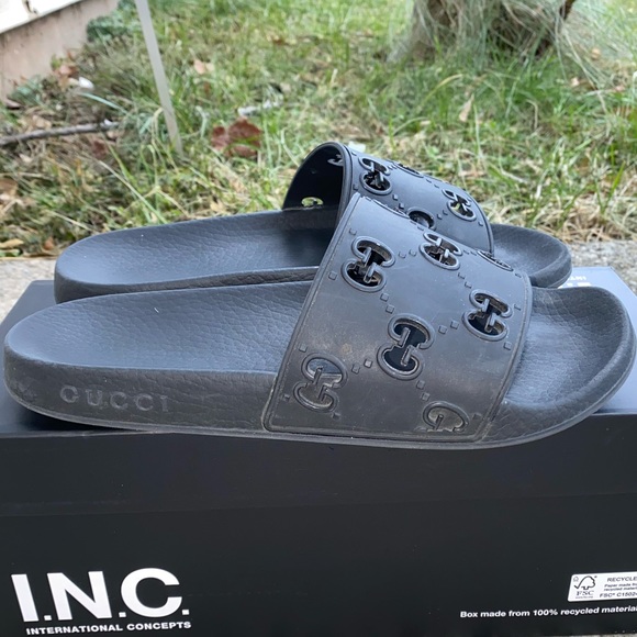 Gucci Shoes Womens Rubber Gg Slide Sandals Poshmark